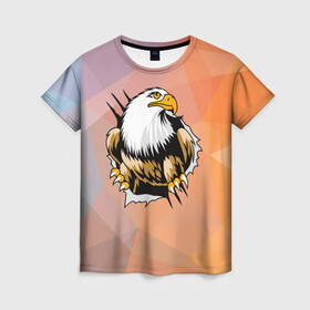 Женская футболка 3D с принтом Орел 3D в Тюмени, 100% полиэфир ( синтетическое хлопкоподобное полотно) | прямой крой, круглый вырез горловины, длина до линии бедер | eagle | орел | орленок | орлиный взгляд | птица | птичка | хищная птица