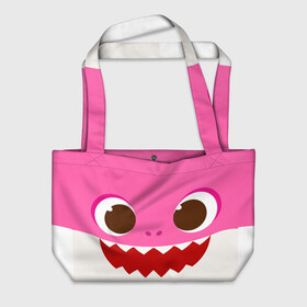Пляжная сумка 3D с принтом Baby Shark в Тюмени, 100% полиэстер | застегивается на металлическую кнопку; внутренний карман застегивается на молнию. Стенки укреплены специальным мягким материалом, чтобы защитить содержимое от несильных ударов
 | baby shark | toothy smile | зубастая  улыбка