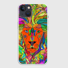 Чехол для iPhone 13 с принтом Лев шаман в Тюмени,  |  | большие кошки. | волшебство | глаза | джунгли | животные | знак зодиака | лев | магия | мистика | перья | саванна | узоры | хищник | хозяин | царь зверей | шаман | эзотерика