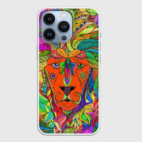 Чехол для iPhone 13 Pro с принтом Лев шаман в Тюмени,  |  | большие кошки. | волшебство | глаза | джунгли | животные | знак зодиака | лев | магия | мистика | перья | саванна | узоры | хищник | хозяин | царь зверей | шаман | эзотерика