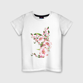 Детская футболка хлопок с принтом Прекрасные лилии в Тюмени, 100% хлопок | круглый вырез горловины, полуприлегающий силуэт, длина до линии бедер | Тематика изображения на принте: лилии | прекрасные лилии | растения | розовые цветы | цветы