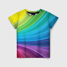 Детская футболка 3D с принтом Радуга в Тюмени, 100% гипоаллергенный полиэфир | прямой крой, круглый вырез горловины, длина до линии бедер, чуть спущенное плечо, ткань немного тянется | абстракция | летний | много цветов | радуга | радужный | разноцветный | сочный | яркий