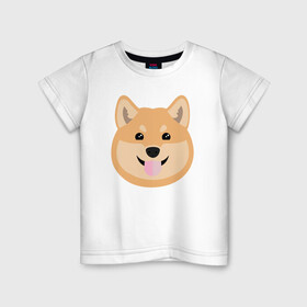 Детская футболка хлопок с принтом Shiba art в Тюмени, 100% хлопок | круглый вырез горловины, полуприлегающий силуэт, длина до линии бедер | akita | art | dog | inu | shiba | акита | арт | ину | сиба | собака | шиба