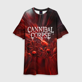 Детское платье 3D с принтом Blood Cannibal Corpse | Труп Каннибала (Z) в Тюмени, 100% полиэстер | прямой силуэт, чуть расширенный к низу. Круглая горловина, на рукавах — воланы | cannibal | cannibal corpse | corpse | death metal | deathgrind | алекс уэбстер | брутальный дэт метал | дэт метал | дэтграйнд | пол мазуркевич | роб барретт | труп каннибала