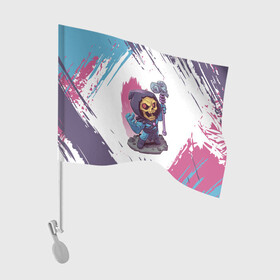 Флаг для автомобиля с принтом Злой Скелетор | Властелины вселенной (Z) в Тюмени, 100% полиэстер | Размер: 30*21 см | he man | masters of the universe | she ra | skeletor | властелины вселенной | скелетор