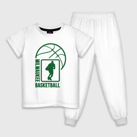 Детская пижама хлопок с принтом Milwaukee Basketball в Тюмени, 100% хлопок |  брюки и футболка прямого кроя, без карманов, на брюках мягкая резинка на поясе и по низу штанин
 | Тематика изображения на принте: basketball | bucks | giannis | milwaukee | mvp | nba | ntetokounmpo | sport | streetball | адетокумбо | бакс | баскетбол | игра | милуоки | мяч | нба | олень | спорт | стритбол | тренер | чемпион | янис
