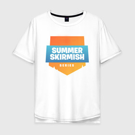 Мужская футболка хлопок Oversize с принтом Summer Skirmish в Тюмени, 100% хлопок | свободный крой, круглый ворот, “спинка” длиннее передней части | epic games | games | королевская битва | лето | фортнайт