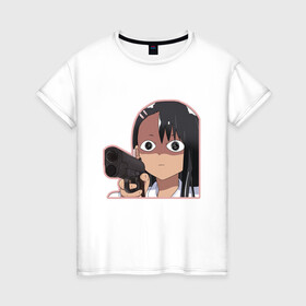 Женская футболка хлопок с принтом Нагаторо в Тюмени, 100% хлопок | прямой крой, круглый вырез горловины, длина до линии бедер, слегка спущенное плечо | anime | nagatoro | аниме | мем | нагаторо