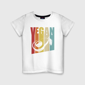 Детская футболка хлопок с принтом Vegan в Тюмени, 100% хлопок | круглый вырез горловины, полуприлегающий силуэт, длина до линии бедер | green | greenpaece | nature | sport | vegan | yoga | веган | вегетарианец | гринпис | еда | животные | жизнь | здоровье | зеленый | йога | мир | овощи | пища | планета | природа | растение | спорт | тело | фрукты