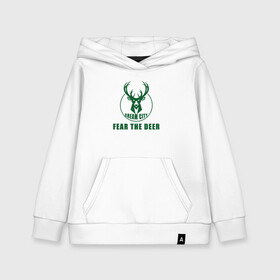 Детская толстовка хлопок с принтом Fear The Deer в Тюмени, 100% хлопок | Круглый горловой вырез, эластичные манжеты, пояс, капюшен | Тематика изображения на принте: antetokounmpo | basketball | bucks | giannis | milwaukee | mvp | nba | sport | streetball | адетокумбо | бакс | баскетбол | игра | милуоки | мяч | нба | олень | спорт | стритбол | тренер | чемпион | янис