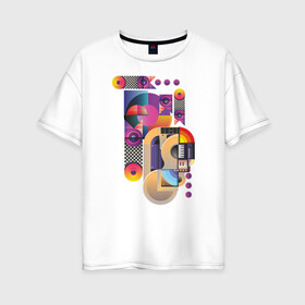 Женская футболка хлопок Oversize с принтом Музыка в Тюмени, 100% хлопок | свободный крой, круглый ворот, спущенный рукав, длина до линии бедер
 | abstractio | абстракция | геометрия | гитара | инструменты | кнопки | музыка | символы | фигуры