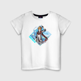 Детская футболка хлопок с принтом Tartaglia в Тюмени, 100% хлопок | круглый вырез горловины, полуприлегающий силуэт, длина до линии бедер | anime | game | genshin | genshin impact | impact | tartaglia | аниме | игра | тарталья