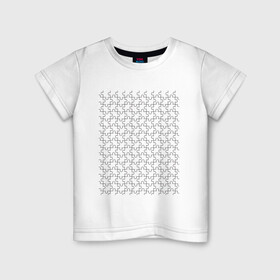 Детская футболка хлопок с принтом Пазл в Тюмени, 100% хлопок | круглый вырез горловины, полуприлегающий силуэт, длина до линии бедер | игра | очертания | пазл | сетка | элементы