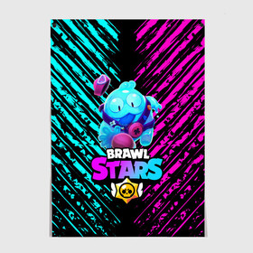 Постер с принтом BRAWL STARS SQUEAK: СКВИК. в Тюмени, 100% бумага
 | бумага, плотность 150 мг. Матовая, но за счет высокого коэффициента гладкости имеет небольшой блеск и дает на свету блики, но в отличии от глянцевой бумаги не покрыта лаком | brawl stars | leon | sally leon | shark | werewolf leon | акула | бравл старс | оборотень | сквик squeak