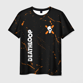 Мужская футболка 3D с принтом Deathloop - Skull - Grunge в Тюмени, 100% полиэфир | прямой крой, круглый вырез горловины, длина до линии бедер | death | deathloop | game | games | loop | гранж | дэслуп | дэт | дэтлуп | знак | игра | игры | лого | луп | мертвая | пелтя | символ