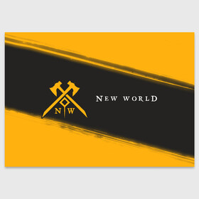 Поздравительная открытка с принтом New World - Brush в Тюмени, 100% бумага | плотность бумаги 280 г/м2, матовая, на обратной стороне линовка и место для марки
 | Тематика изображения на принте: amazon | covenant | game | games | logo | marauders | new | new world | rpg | syndicate | world | амазон | ворлд | игра | игры | ковенанты | краска | лого | марадеры | мир | новый | нью | нью ворлд | рпг | синдикат