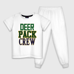 Детская пижама хлопок с принтом Deer Pack Crew в Тюмени, 100% хлопок |  брюки и футболка прямого кроя, без карманов, на брюках мягкая резинка на поясе и по низу штанин
 | Тематика изображения на принте: antetokounmpo | basketball | bucks | giannis | milwaukee | mvp | nba | sport | streetball | адетокумбо | бакс | баскетбол | игра | милуоки | мяч | нба | олень | спорт | стритбол | тренер | чемпион | янис