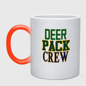 Кружка хамелеон с принтом Deer Pack Crew в Тюмени, керамика | меняет цвет при нагревании, емкость 330 мл | antetokounmpo | basketball | bucks | giannis | milwaukee | mvp | nba | sport | streetball | адетокумбо | бакс | баскетбол | игра | милуоки | мяч | нба | олень | спорт | стритбол | тренер | чемпион | янис