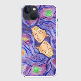 Чехол для iPhone 13 с принтом Галактика в Тюмени,  |  | dream | galaxy | girl | planet | акварель | галактика | девушки | звёзды | космос | планеты | рисунок | синий | сон | спокойствие | сумерки | туманности | фиолетовый