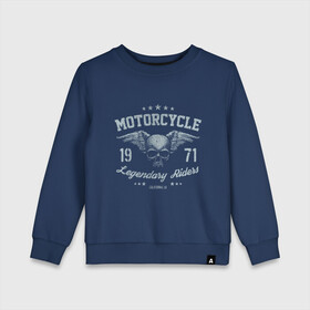 Детский свитшот хлопок с принтом MOTORCYCLE 1971 в Тюмени, 100% хлопок | круглый вырез горловины, эластичные манжеты, пояс и воротник | moto | motorcycle | байк | байкерам | байкеру | гонщик | мото | мотокросс | мотоцикл | мотоциклы | спорт байк | спортбайк | транспорт