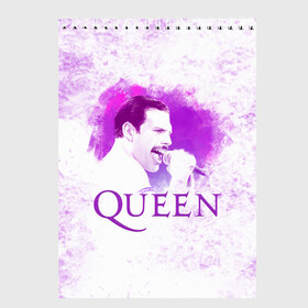 Скетчбук с принтом Freddie Mercury | Queen (Z) в Тюмени, 100% бумага
 | 48 листов, плотность листов — 100 г/м2, плотность картонной обложки — 250 г/м2. Листы скреплены сверху удобной пружинной спиралью | freddie mercury | music | queen | брайан мэй | глэм рок | джон дикон | квин | королева | музыка | поп рок | роджер тейлор | фредди меркьюри | хард рок