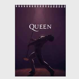 Скетчбук с принтом Freddie Mercury | Queen (Z) в Тюмени, 100% бумага
 | 48 листов, плотность листов — 100 г/м2, плотность картонной обложки — 250 г/м2. Листы скреплены сверху удобной пружинной спиралью | freddie mercury | music | queen | брайан мэй | глэм рок | джон дикон | квин | королева | музыка | поп рок | роджер тейлор | фредди | фредди меркьюри | фреди | хард рок