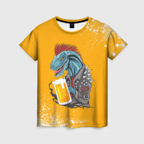 Женская футболка 3D с принтом Пивозавр - Взрыв в Тюмени, 100% полиэфир ( синтетическое хлопкоподобное полотно) | прямой крой, круглый вырез горловины, длина до линии бедер | dinosaur | pivo | pivozavr | взрыв | динозавр | краска | прикол