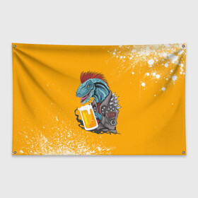 Флаг-баннер с принтом Пивозавр - Взрыв в Тюмени, 100% полиэстер | размер 67 х 109 см, плотность ткани — 95 г/м2; по краям флага есть четыре люверса для крепления | dinosaur | pivo | pivozavr | взрыв | динозавр | краска | прикол