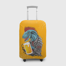 Чехол для чемодана 3D с принтом Пивозавр - Взрыв в Тюмени, 86% полиэфир, 14% спандекс | двустороннее нанесение принта, прорези для ручек и колес | dinosaur | pivo | pivozavr | взрыв | динозавр | краска | прикол