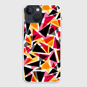 Чехол для iPhone 13 mini с принтом Разноцветные треугольники в Тюмени,  |  | абстрактный | геометрические фигуры | геометрический узор | желтый | красный | полигональный | разноцветный | треугольники | черный