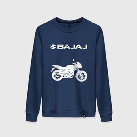 Женский свитшот хлопок с принтом BAJAJ / БАДЖАДЖ / MOTOSPORT в Тюмени, 100% хлопок | прямой крой, круглый вырез, на манжетах и по низу широкая трикотажная резинка  | avenger. | bajaj | boxer | dominar | motorcycle | motosport | pulsar | racing | speed | sport | баджадж | байк | гонки | двигатель | мото | мотокросс | мотоспорт | мототриал | мотоцикл | скорость | спорт