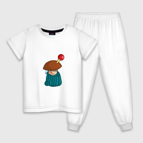 Детская пижама хлопок с принтом Больной в Тюмени, 100% хлопок |  брюки и футболка прямого кроя, без карманов, на брюках мягкая резинка на поясе и по низу штанин
 | mushroom | болезнь | градусник | гриб | клизма | мультяшка | плед | смайл