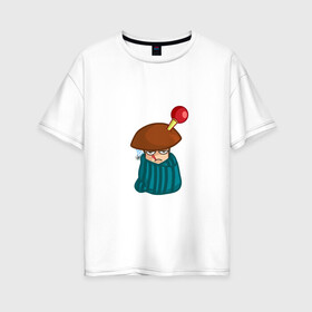 Женская футболка хлопок Oversize с принтом Больной в Тюмени, 100% хлопок | свободный крой, круглый ворот, спущенный рукав, длина до линии бедер
 | mushroom | болезнь | градусник | гриб | клизма | мультяшка | плед | смайл