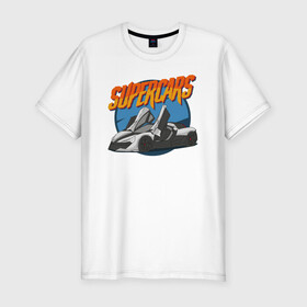 Мужская футболка хлопок Slim с принтом Supercars в Тюмени, 92% хлопок, 8% лайкра | приталенный силуэт, круглый вырез ворота, длина до линии бедра, короткий рукав | автомобиль | иллюстрация | красивая машина | машина | спорткар