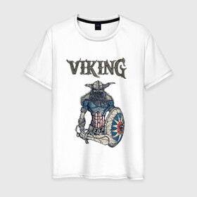 Мужская футболка хлопок с принтом Викинг | Viking | Воин (Z) в Тюмени, 100% хлопок | прямой крой, круглый вырез горловины, длина до линии бедер, слегка спущенное плечо. | scandinavian | skull | valhala | valhalla | viking | vikings | warriros | вальхала | викинг | воин | скандинавия | скандинавская мифология | череп