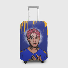 Чехол для чемодана 3D с принтом LIL PEEP | ЛИЛ ПИП (Z) в Тюмени, 86% полиэфир, 14% спандекс | двустороннее нанесение принта, прорези для ручек и колес | lil peep | lil prince | pink | зарубежная музыка | лил пип | маленький принц
