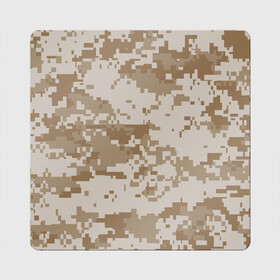 Магнит виниловый Квадрат с принтом Камуфляжный пиксель в Тюмени, полимерный материал с магнитным слоем | размер 9*9 см, закругленные углы | Тематика изображения на принте: иллюстрация | камуфляж | пикселька | пустынный | форма