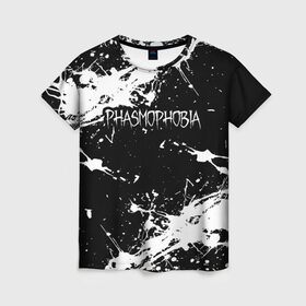 Женская футболка 3D с принтом Phasmophobia  краска в Тюмени, 100% полиэфир ( синтетическое хлопкоподобное полотно) | прямой крой, круглый вырез горловины, длина до линии бедер | horror | phasmophobia | игра | пхасмафобия | пхасмофобия | фазмофобия | фасмофобия | хоррор
