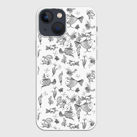 Чехол для iPhone 13 mini с принтом Рисованные сказочные рыбки в Тюмени,  |  | детский рисунок | набросок | рисунок | рыбки | сказочный | скетч