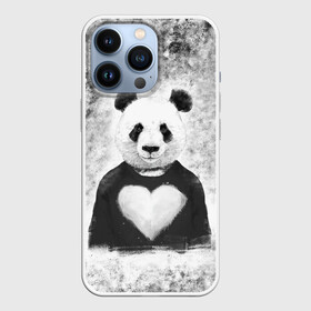 Чехол для iPhone 13 Pro с принтом Панда Любовь Сердце Меланж в Тюмени,  |  | animals | beast | panda | глаза | животные | звери | краски | любовь | меланж | милые | панда | пятна | растения | сердце | серый | цветы | чб | эвкалипт