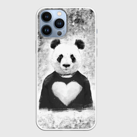 Чехол для iPhone 13 Pro Max с принтом Панда Любовь Сердце Меланж в Тюмени,  |  | animals | beast | panda | глаза | животные | звери | краски | любовь | меланж | милые | панда | пятна | растения | сердце | серый | цветы | чб | эвкалипт