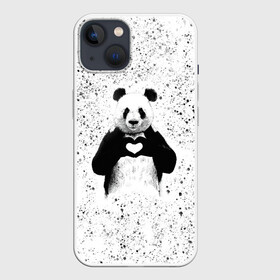 Чехол для iPhone 13 с принтом Панда Любовь Сердце Брызги в Тюмени,  |  | animals | beast | panda | брызги | глаза | животные | звери | краски | любовь | милые | панда | пятна | растения | сердце | серый | точки | цветы | чб | эвкалипт