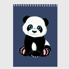 Скетчбук с принтом Милая Панда (Sweet Panda) в Тюмени, 100% бумага
 | 48 листов, плотность листов — 100 г/м2, плотность картонной обложки — 250 г/м2. Листы скреплены сверху удобной пружинной спиралью | animals | beast | panda | глаза | детям | животные | звери | лапки | милые | мульт | панда | растения | цветы | эвкалипт