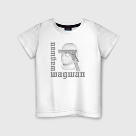 Детская футболка хлопок с принтом drill wagwan white в Тюмени, 100% хлопок | круглый вырез горловины, полуприлегающий силуэт, длина до линии бедер | drill. hip hop | game | pop | pop smoke | rap | smoke | street | дрилл | игра. улица | поп | поп смоук | реп | смоук | хип хоп