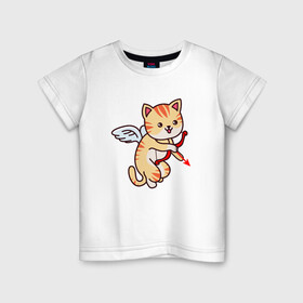 Детская футболка хлопок с принтом Angel Cat в Тюмени, 100% хлопок | круглый вырез горловины, полуприлегающий силуэт, длина до линии бедер | Тематика изображения на принте: angel | animal | cat | cute | kitty | meow | ангел | друг | животные | киска | кися | китти | кот | котенок | котик | котэ | кошечка | кошка | мур | мяу | питомец