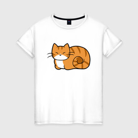 Женская футболка хлопок с принтом Кошечка в Тюмени, 100% хлопок | прямой крой, круглый вырез горловины, длина до линии бедер, слегка спущенное плечо | animal | cat | cute | kitty | meow | друг | животные | киска | кися | китти | кот | котенок | котик | котэ | кошечка | кошка | мур | мяу | питомец
