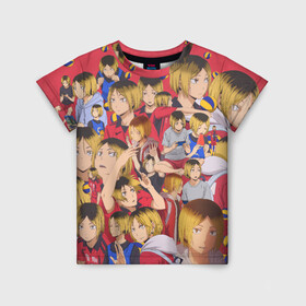 Детская футболка 3D с принтом Kozume Kenma Pattern Color в Тюмени, 100% гипоаллергенный полиэфир | прямой крой, круглый вырез горловины, длина до линии бедер, чуть спущенное плечо, ткань немного тянется | anime | haikyu | kozume kenma | аниме | волейбол | кенма | кенма козуме | клуб | козуме | козуме кенма | манга | некома | разыгрывающий | сеттер | хайкю