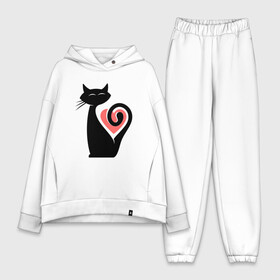 Женский костюм хлопок Oversize с принтом Heart Cat в Тюмени,  |  | animal | cat | cute | kitty | meow | друг | животные | киска | кися | китти | кот | котенок | котик | котэ | кошечка | кошка | мур | мяу | питомец | сердце