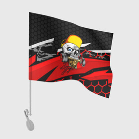 Флаг для автомобиля с принтом Череп со скейтом в Тюмени, 100% полиэстер | Размер: 30*21 см | extreme | скейт | скейтер | скелет | скорость | череп | экстрим