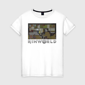 Женская футболка хлопок с принтом римворлд в Тюмени, 100% хлопок | прямой крой, круглый вырез горловины, длина до линии бедер, слегка спущенное плечо | rimworld | игра | компьютерная игра | научно фантастическая | римворлд